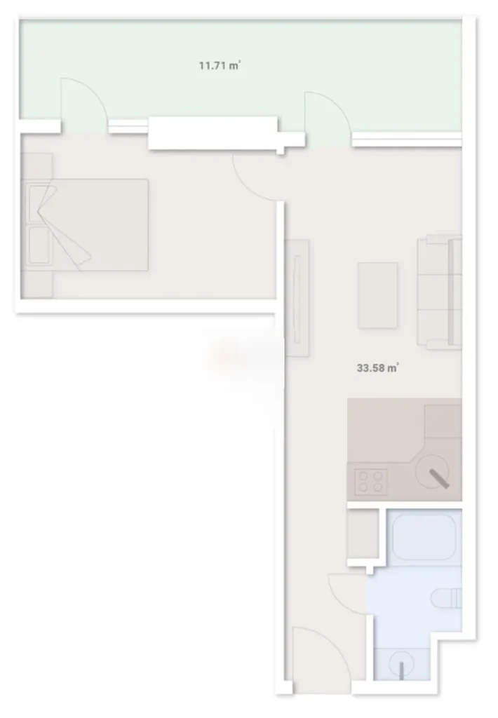 Компактная студия у фонтанов 30.19 м² в