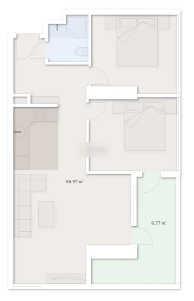 Однокомнатная квартира в центре 45.29 м² в