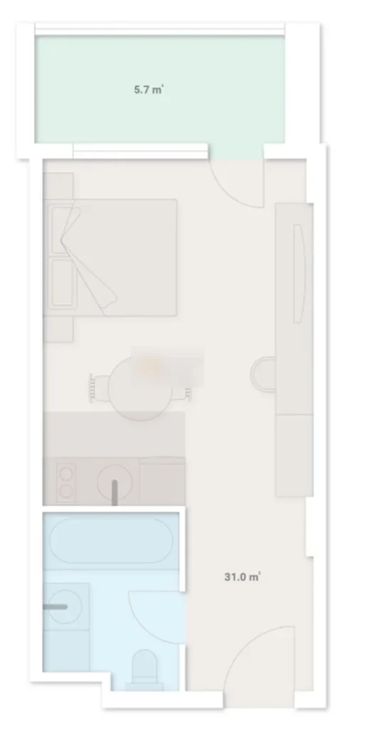 Уютная студия у виноградников 31 м² в