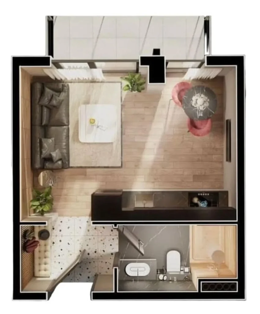 Светлая и компактная студия 30.5 м² в