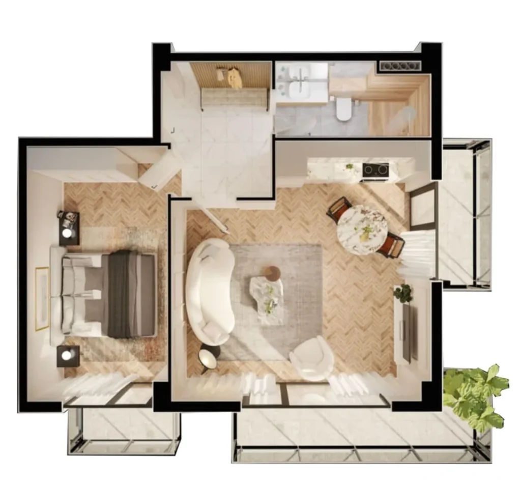 Светлая и компактная студия 30.5 м² в