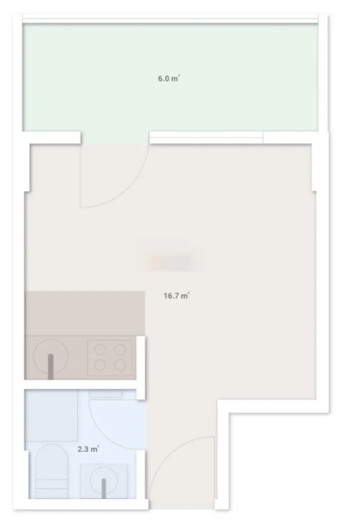 Современная студия 37 м² в
