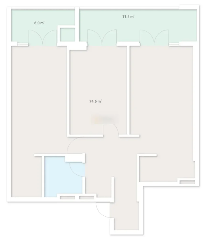 Просторная однушка в небоскрёбе 63.3 м² в