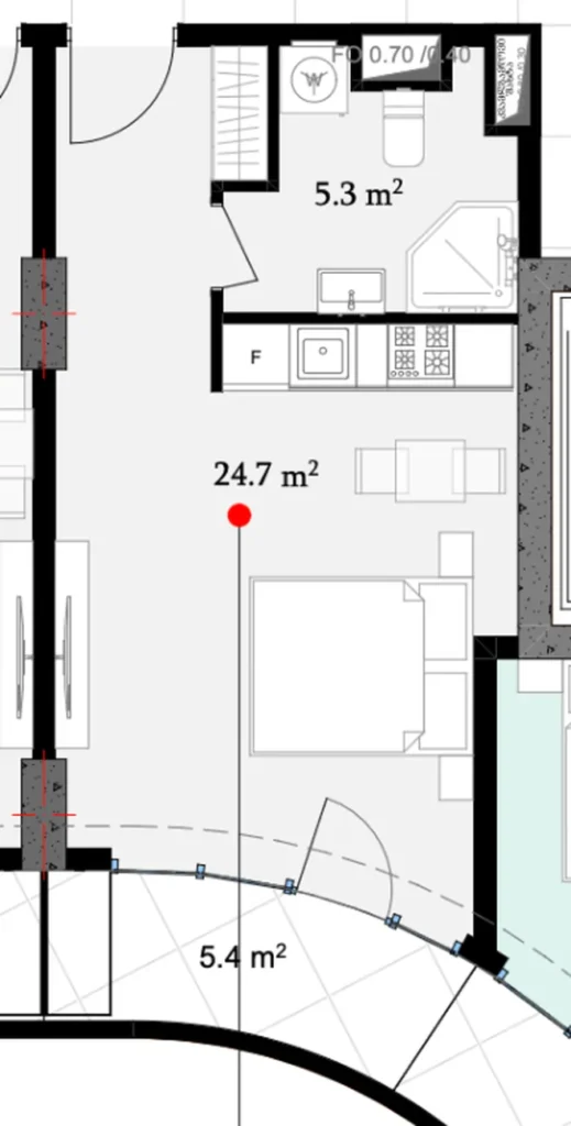 Modern studio near the airport 35.4 m² in