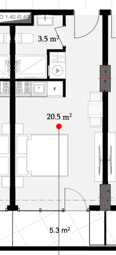 Modernes Studio in der Nähe des Flughafens 35,4 m² in
