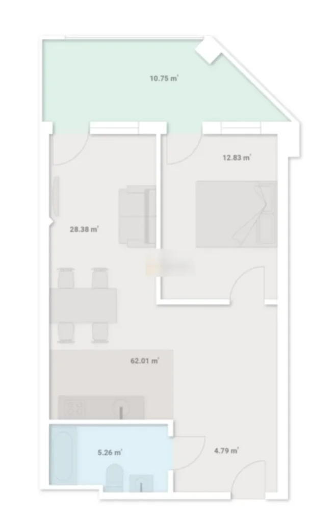 A two-room flat with a balcony in the prestigious Vake district, 62.01 m² in
