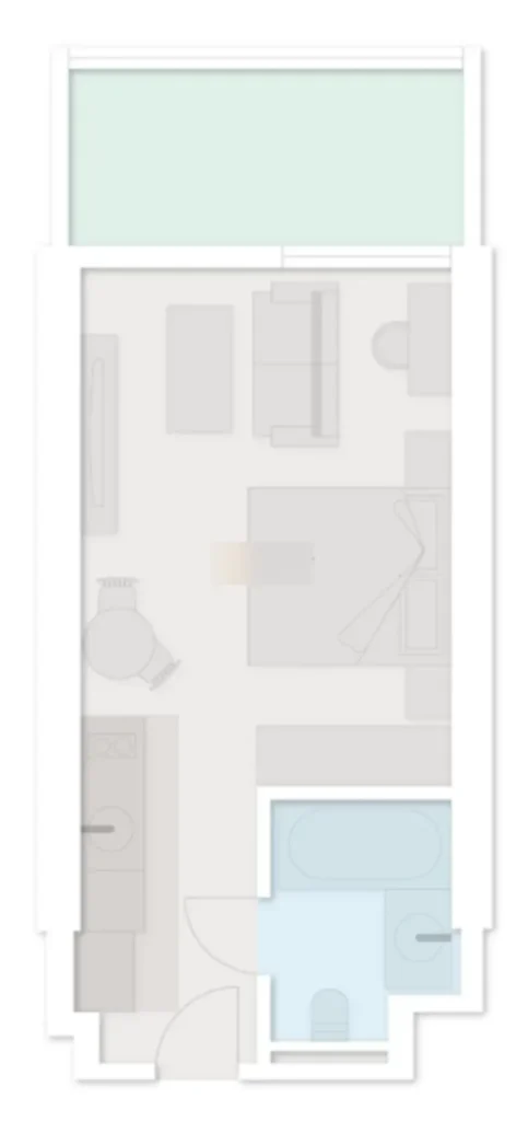 36,7 m²'lik, manzaralı modern stüdyo daire,