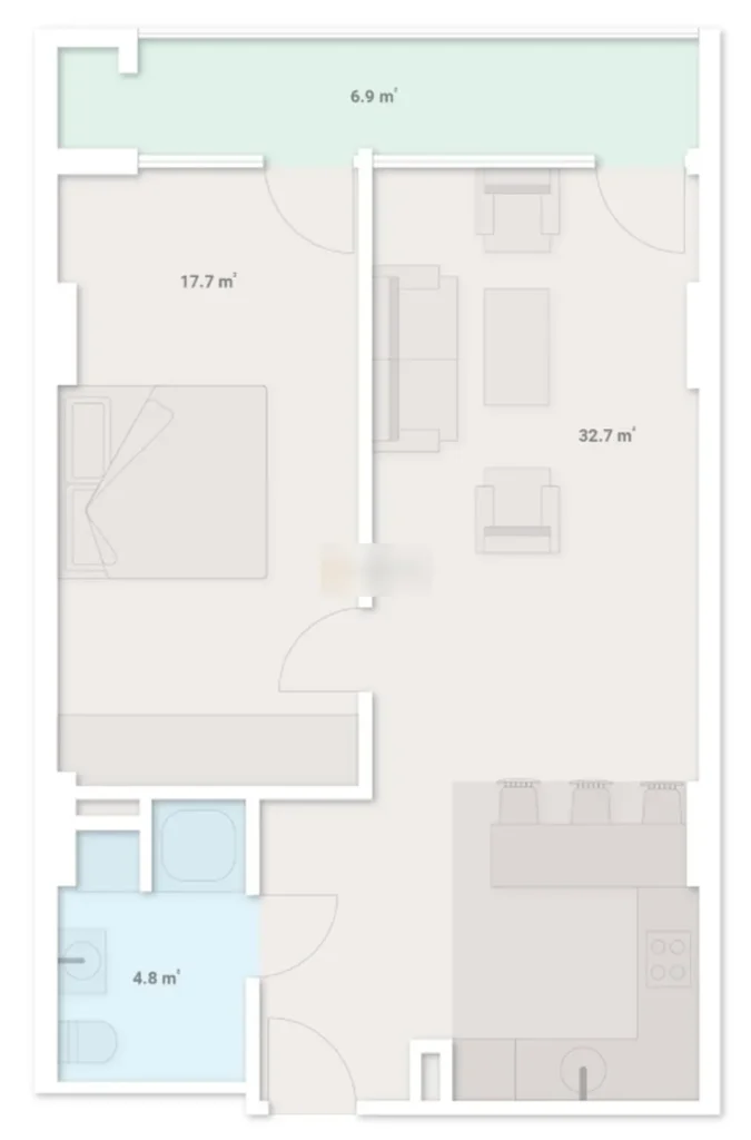 Büyük bir aile için 64,2 m²'lik ferah üç odalı daire,