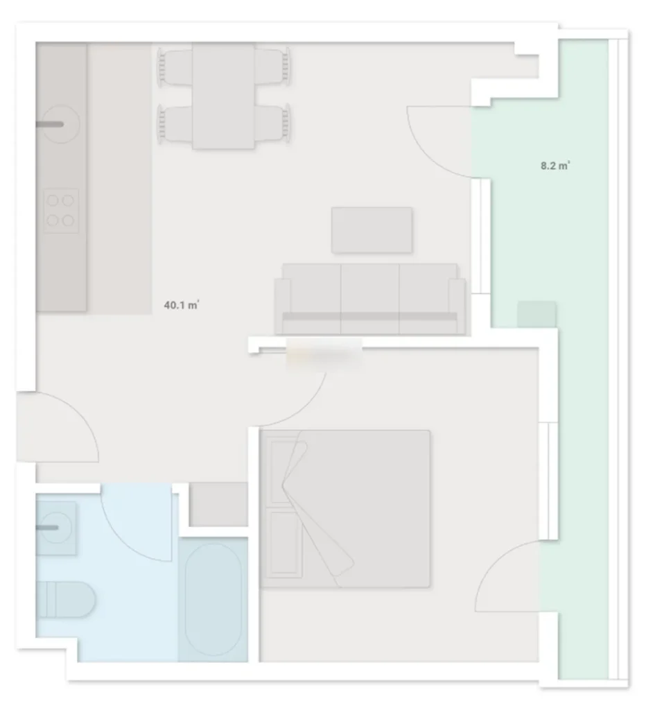 An exclusive 3-room flat measuring 48.3 m² in