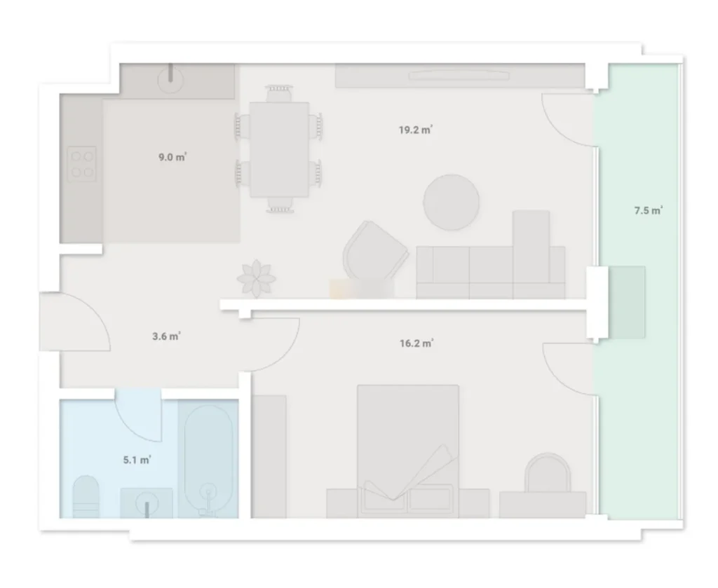 Geräumige 1-Zimmer-Wohnung mit 61,5 m² in