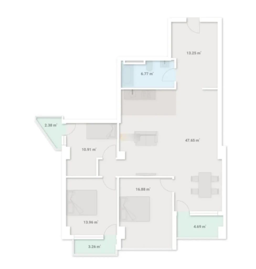 A cosy two-room flat with views of greenery, 80.56 m², in