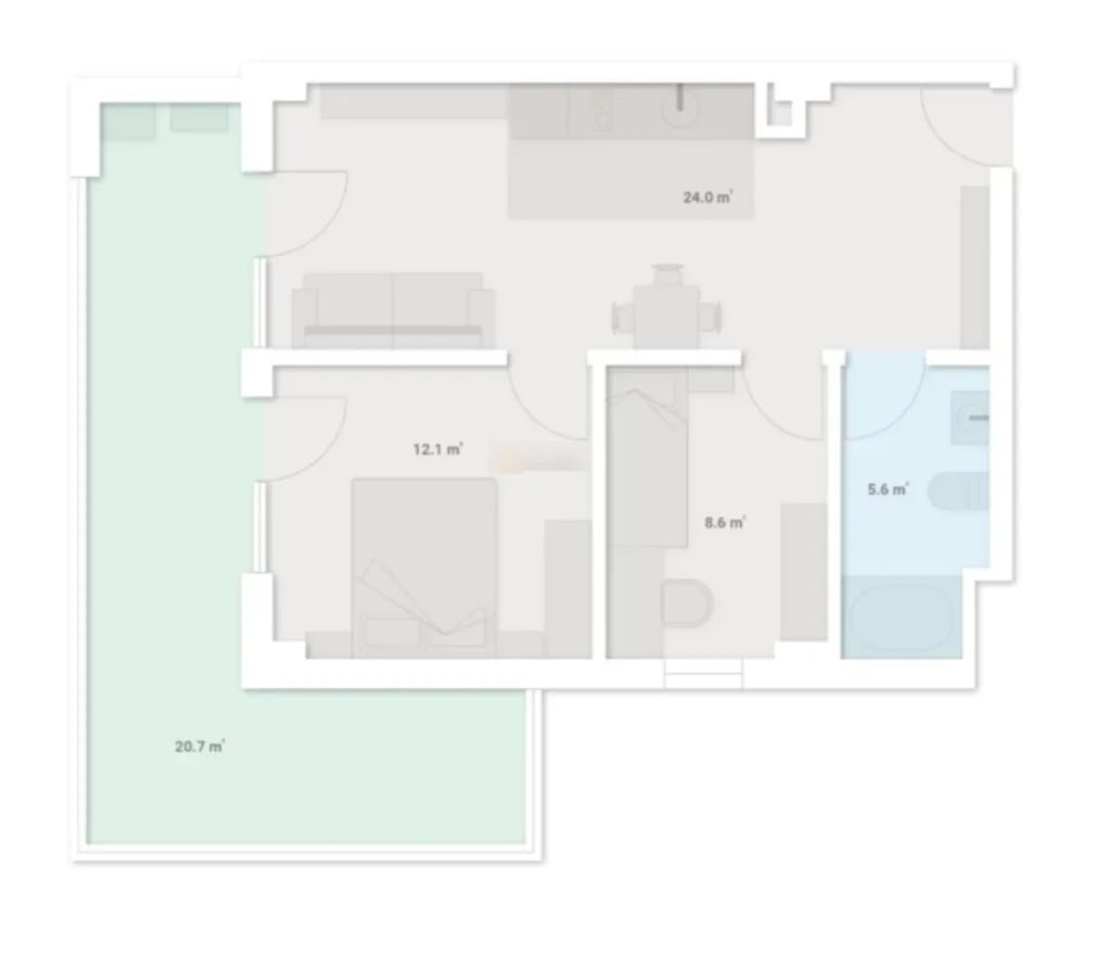 Geräumige Investitionswohnung in Isani, 62,2 m² in