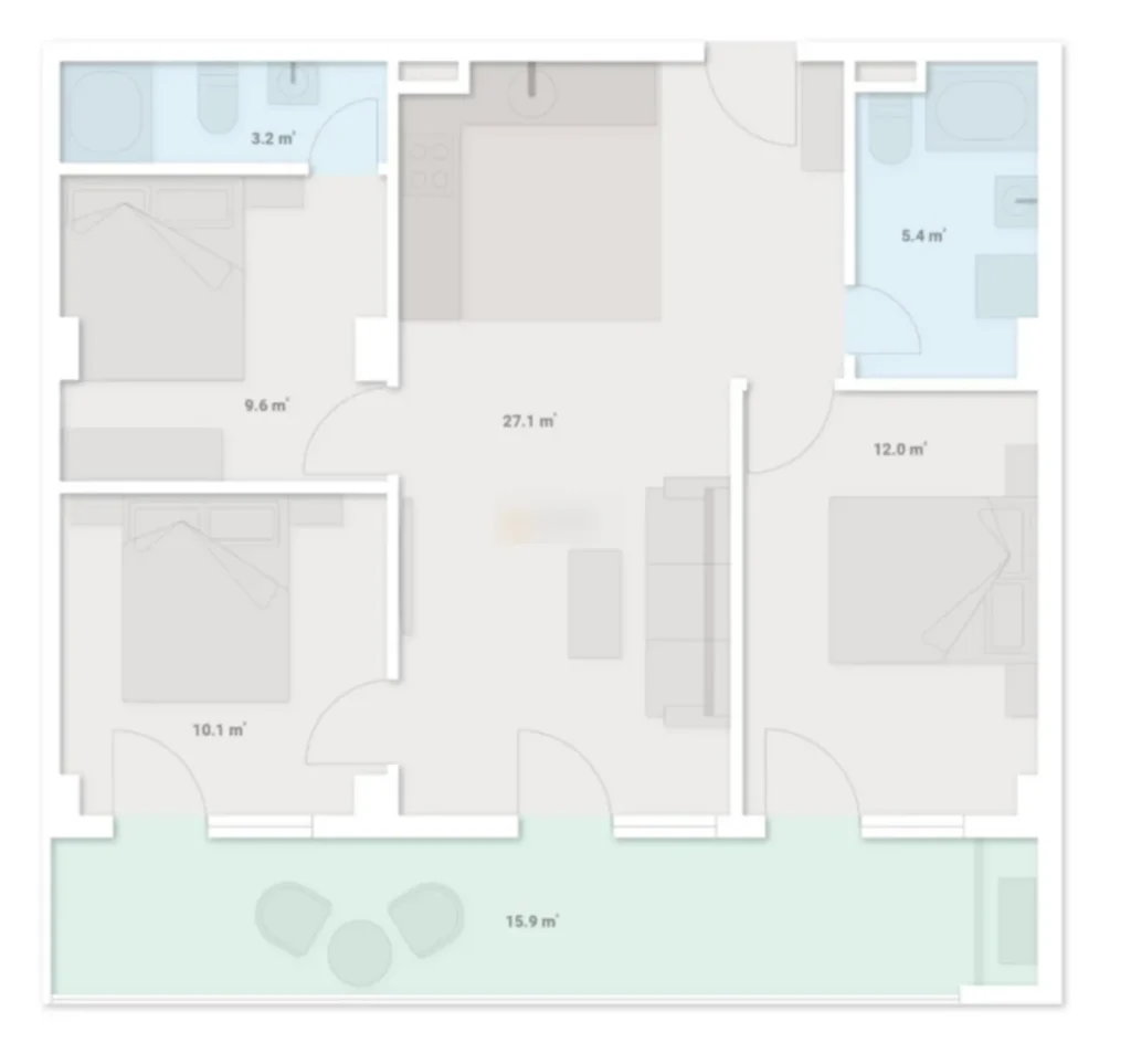 Jasne 3-pokojowe mieszkanie z panoramicznym widokiem o powierzchni 86,8 m² w