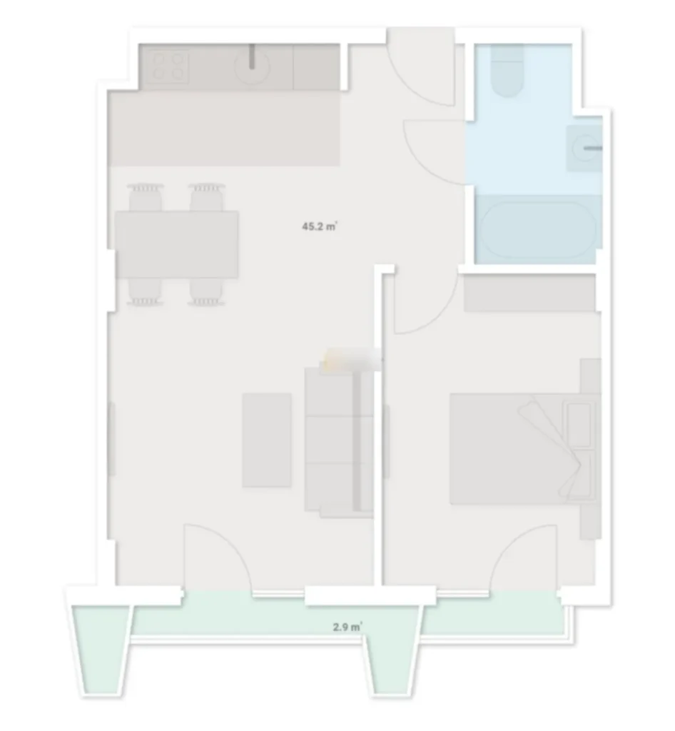 Útulný jednopokojový byt s balkonem a světlou plochou 48,1 m² v