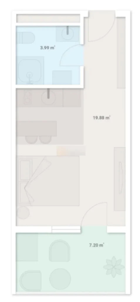 סטודיו נעים בלב טביליסי, 32.04 מ"ר ב-
