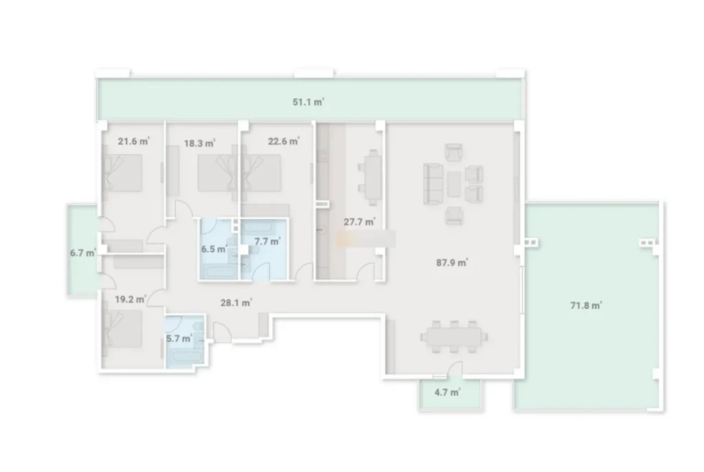 An exclusive penthouse with a 379.6 m² terrace in