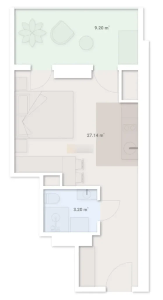 Компактная студия с балконом 39.99 м² в