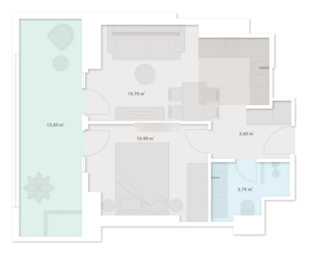 Útulný jednopokojový byt o rozloze 48,9 m² v