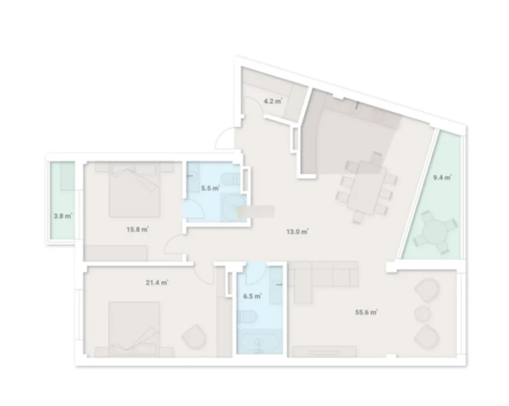 Stylový dvoupokojový byt s panoramatickým výhledem o rozloze 138 m² v