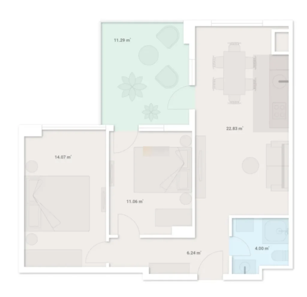 Appartement lumineux et spacieux d'une pièce de 55,02 m² situé à