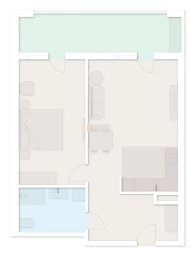 Luminoso piso de 2 habitaciones de 61,1 m² en