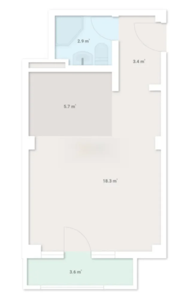 A stylish and bright 46.9 m² studio flat in