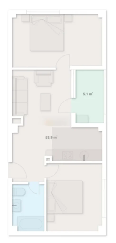 Лаконічна затишна однокімнатна квартира площею 38,8 м² у