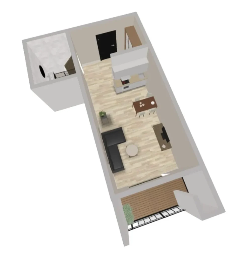 Лаконичная студия 30.8 м² в