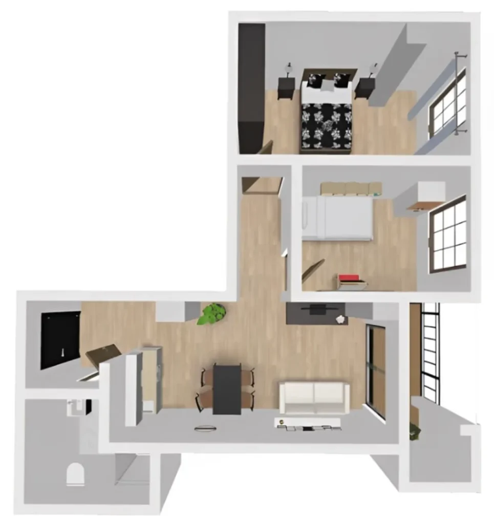 Комфортная 2-комнатная квартира 69.7 м² в