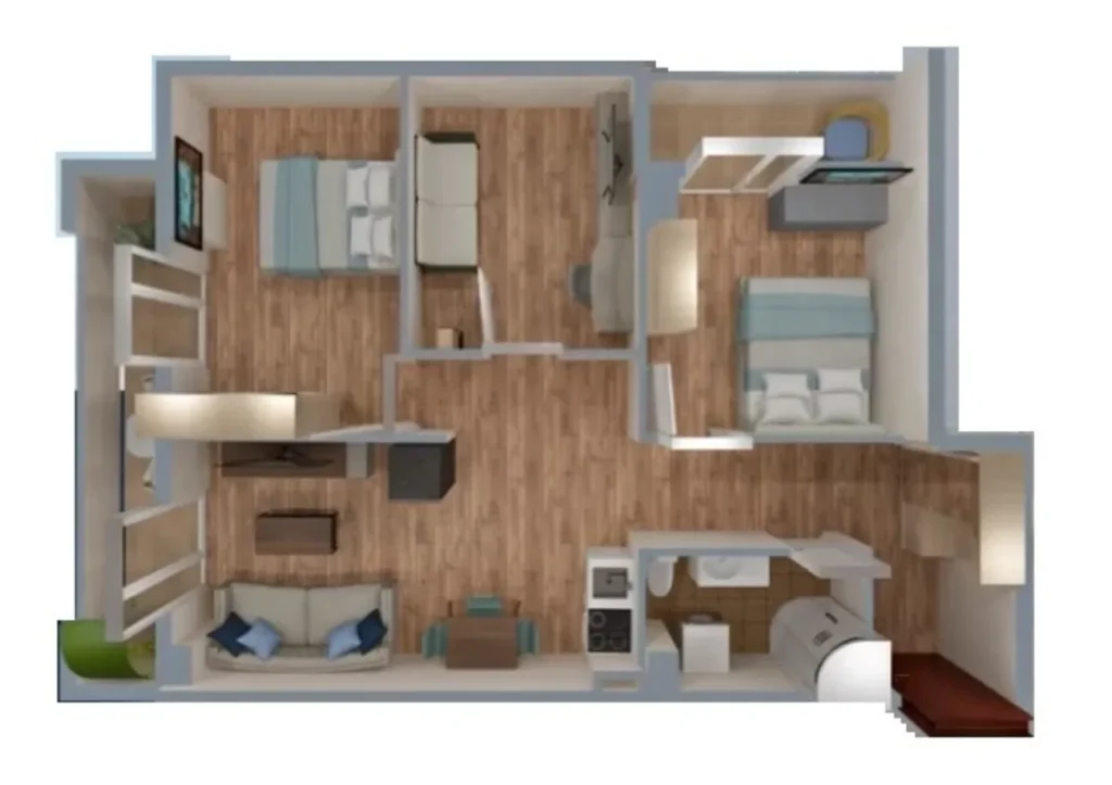 Компактная двушка с балконом 75 м² в