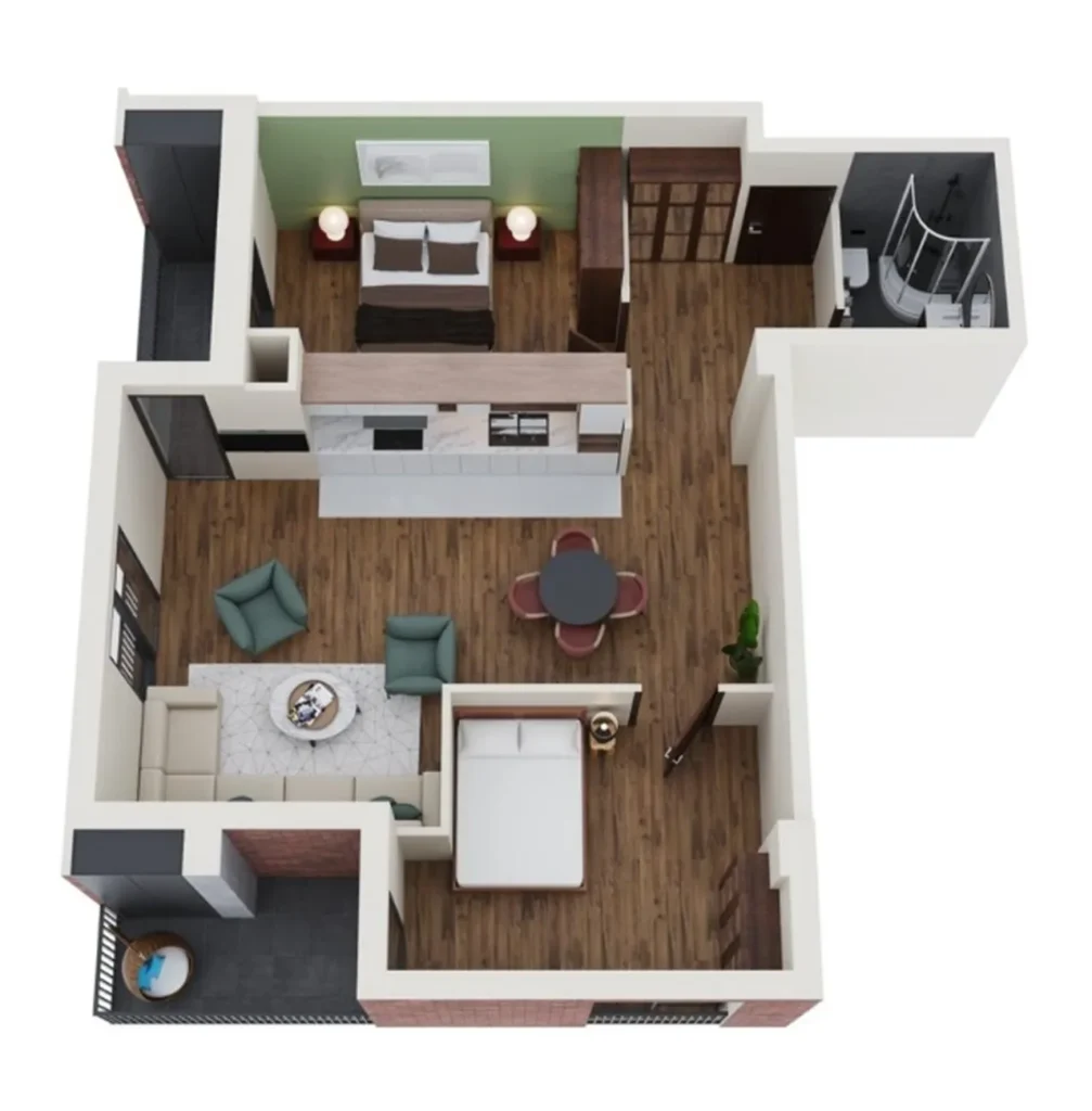 Просторная двушка с двумя балконами 83.5 м² в
