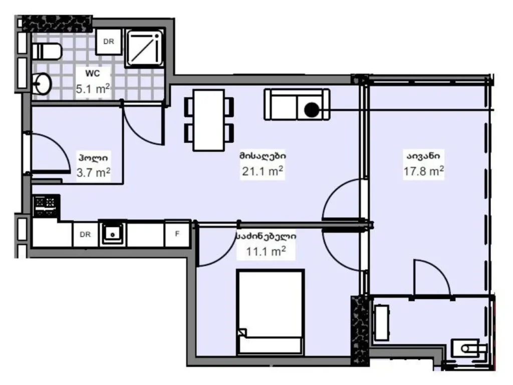 Confortable studio avec terrasse de 59,8 m² à