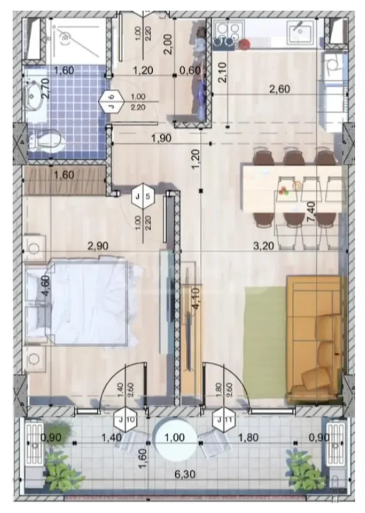 Gelişmiş bir semtte bulunan 55 m²'lik aydınlık tek odalı daire,