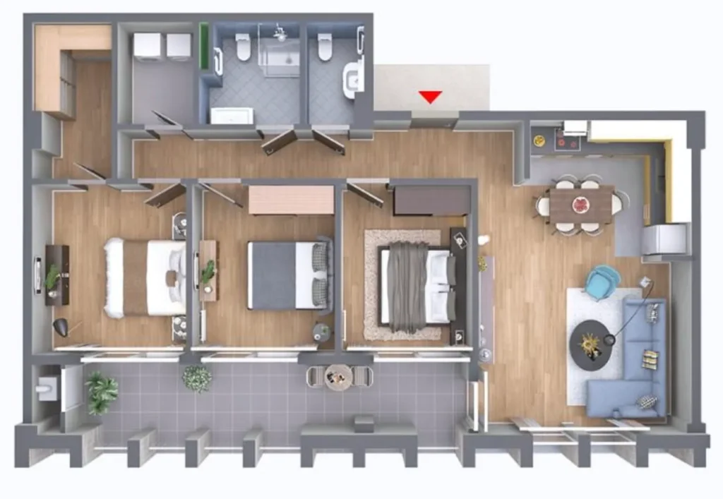 Appartement haut de gamme de trois pièces de 105,35 m² à