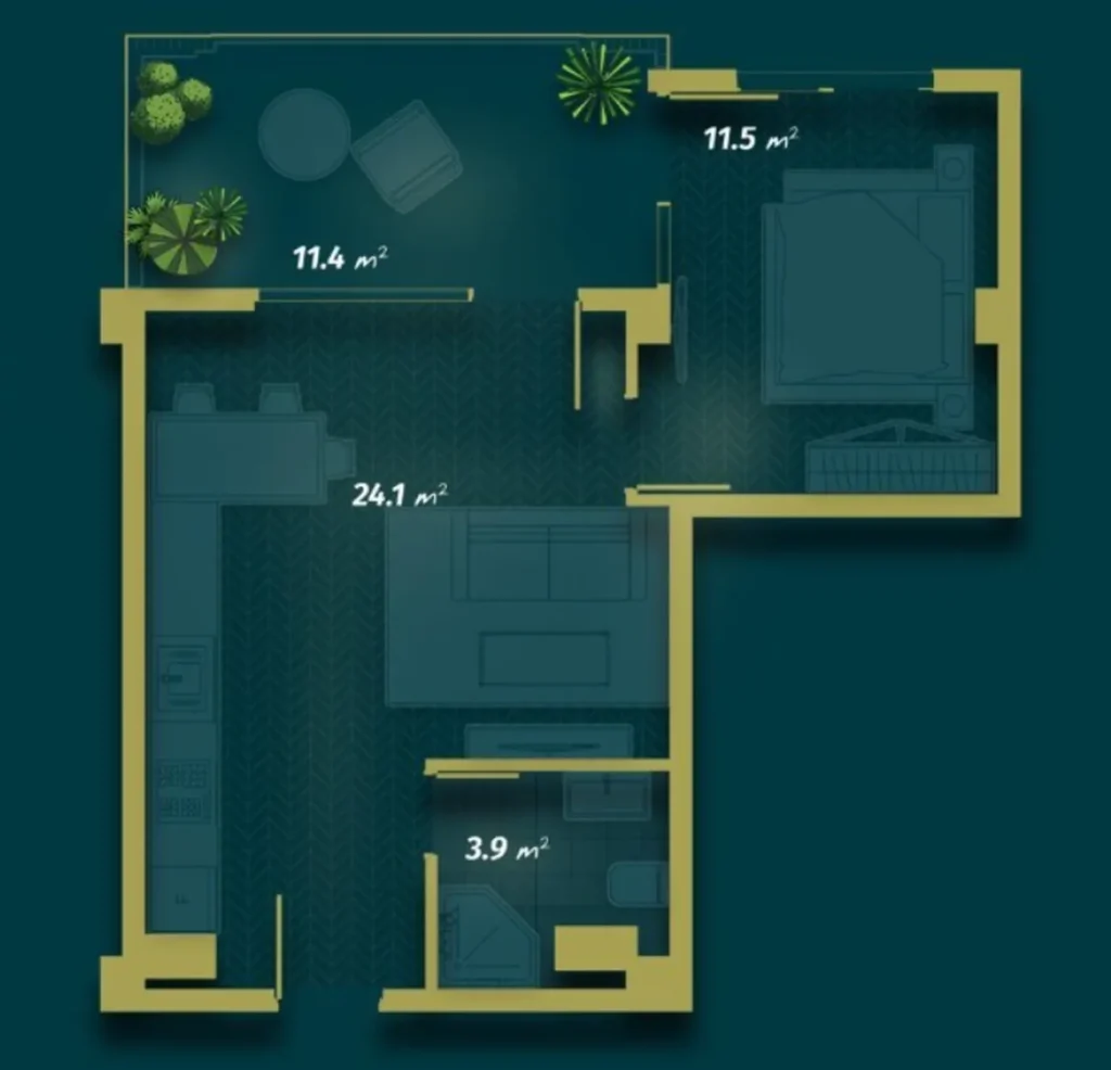 Elegante monolocale di 52,1 m² a