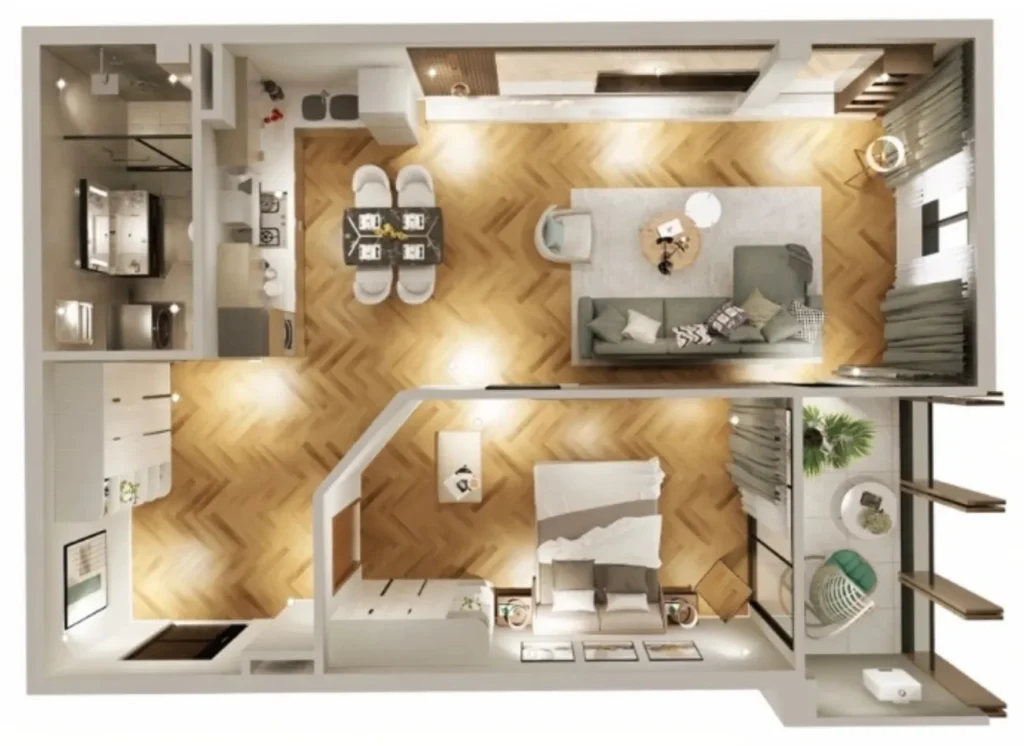 Prostorný jednopokojový byt v Čugureti o rozloze 70,5 m² v