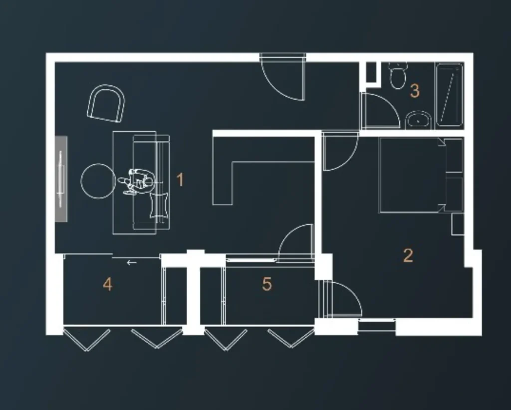 Eine stilvolle Einzimmerwohnung mit Panoramablick, 56,4 m², in