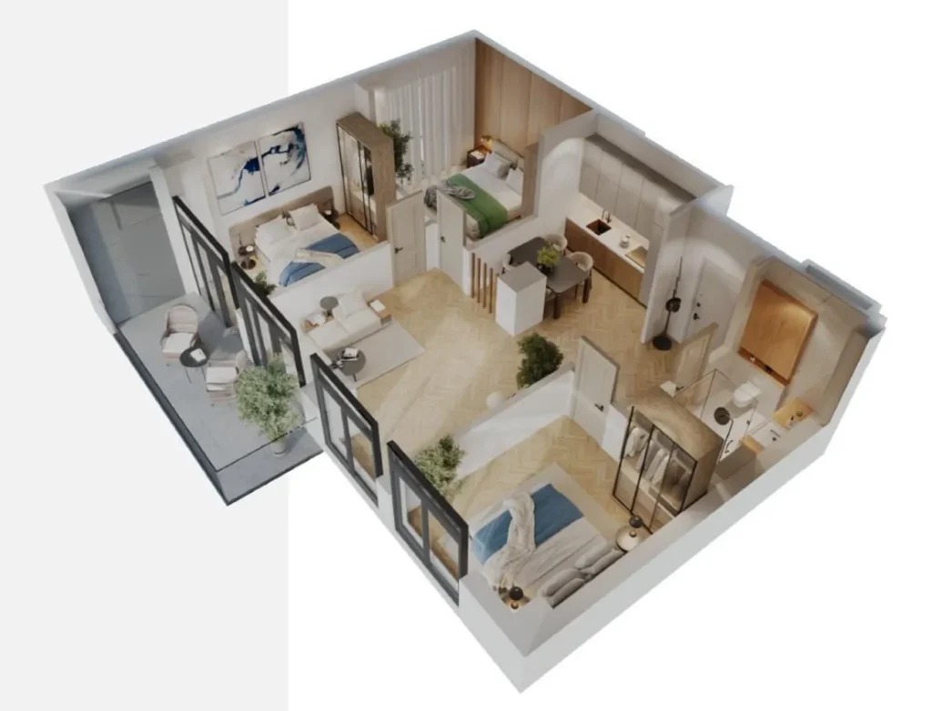 Geräumige Dreizimmerwohnung für eine Familie, 95,3 m² in