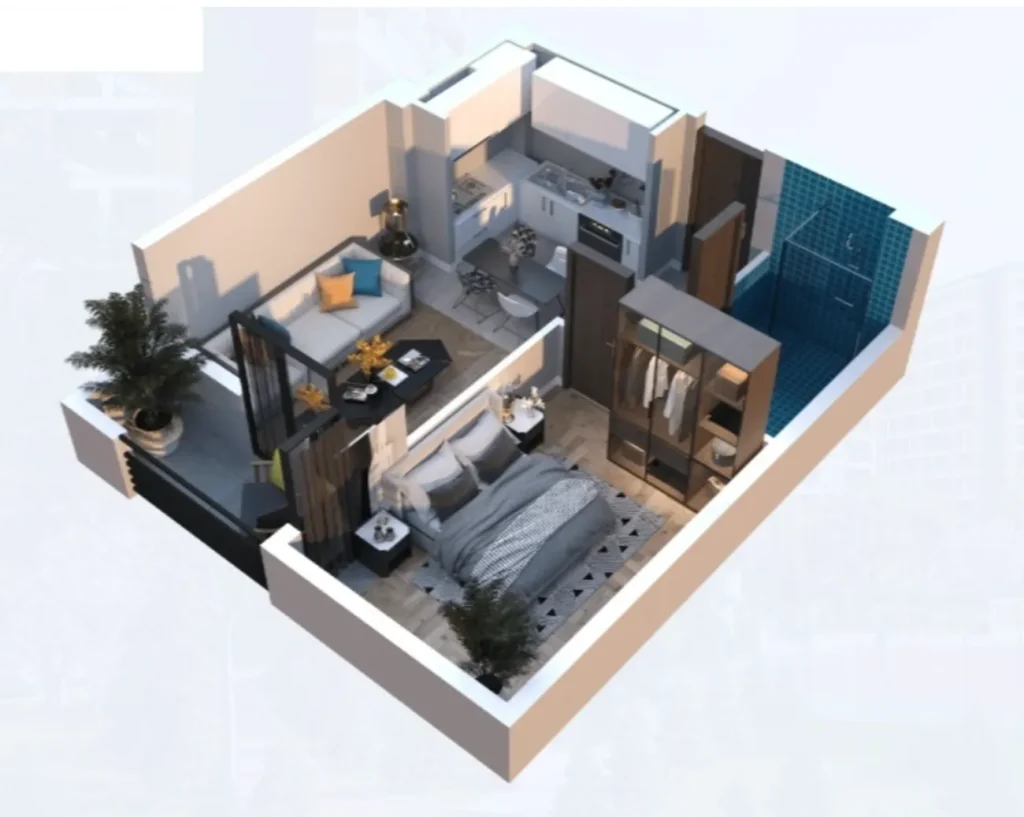 Stylový jednopokojový byt o rozloze 48,5 m² připravený k finálnímu dokončení v