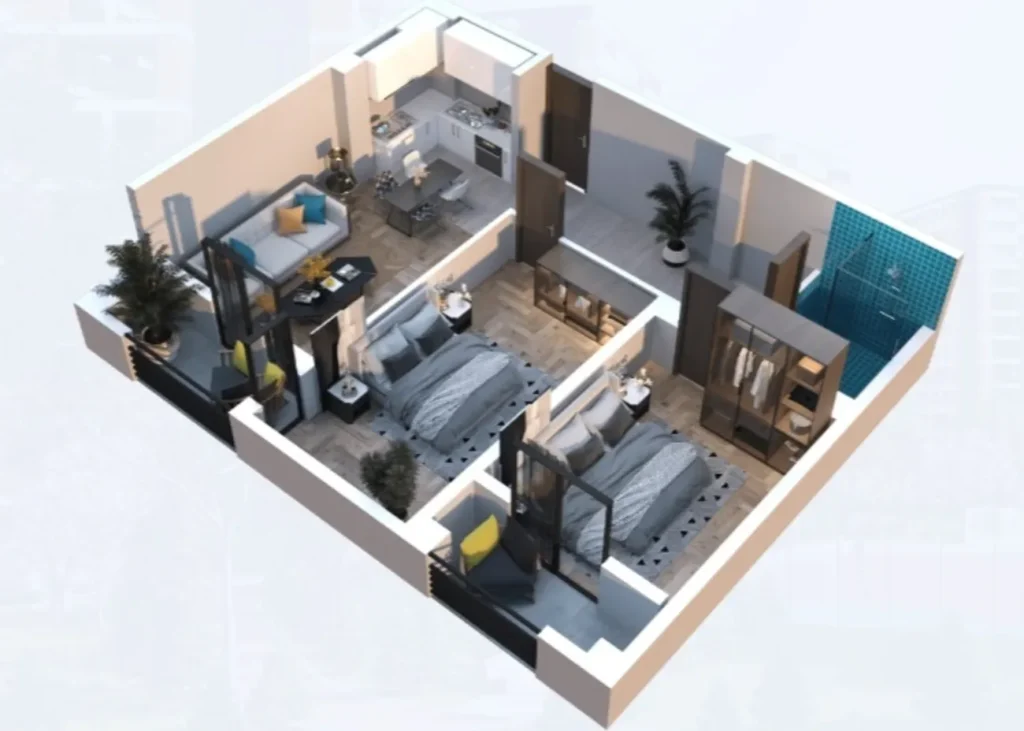 A spacious two-room flat by the waterfront, 74.5 m², in