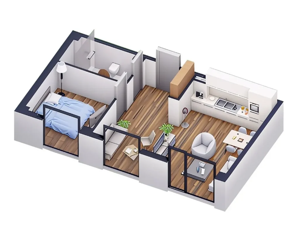 Готовая студия в престижном районе 38 м² в