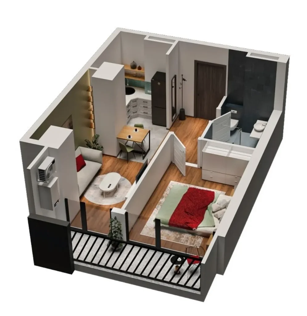 Útulný jednopokojový byt v prestižní čtvrti o rozloze 48,1 m² v