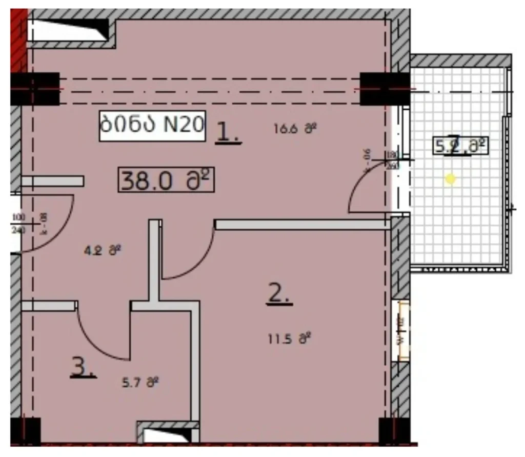 Kompaktní jednopokojový byt s balkonem o rozloze 43,2 m² v