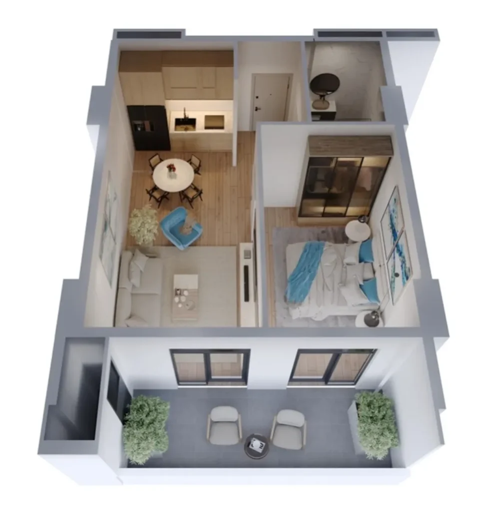 Un studio confortable de 55,6 m² situé à