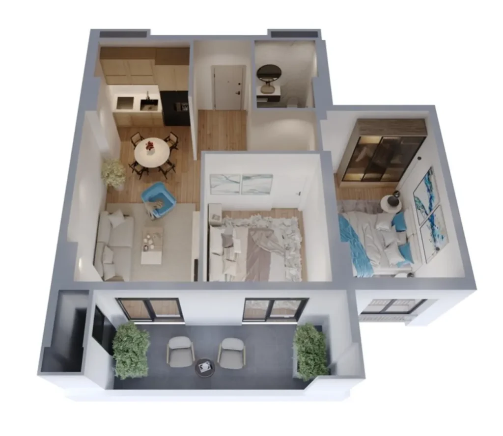 Un studio confortable de 55,6 m² situé à