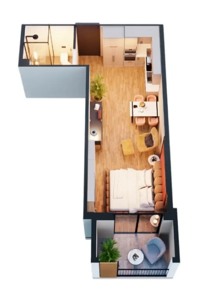 Практичная студия в Глдани 34.8 м² в
