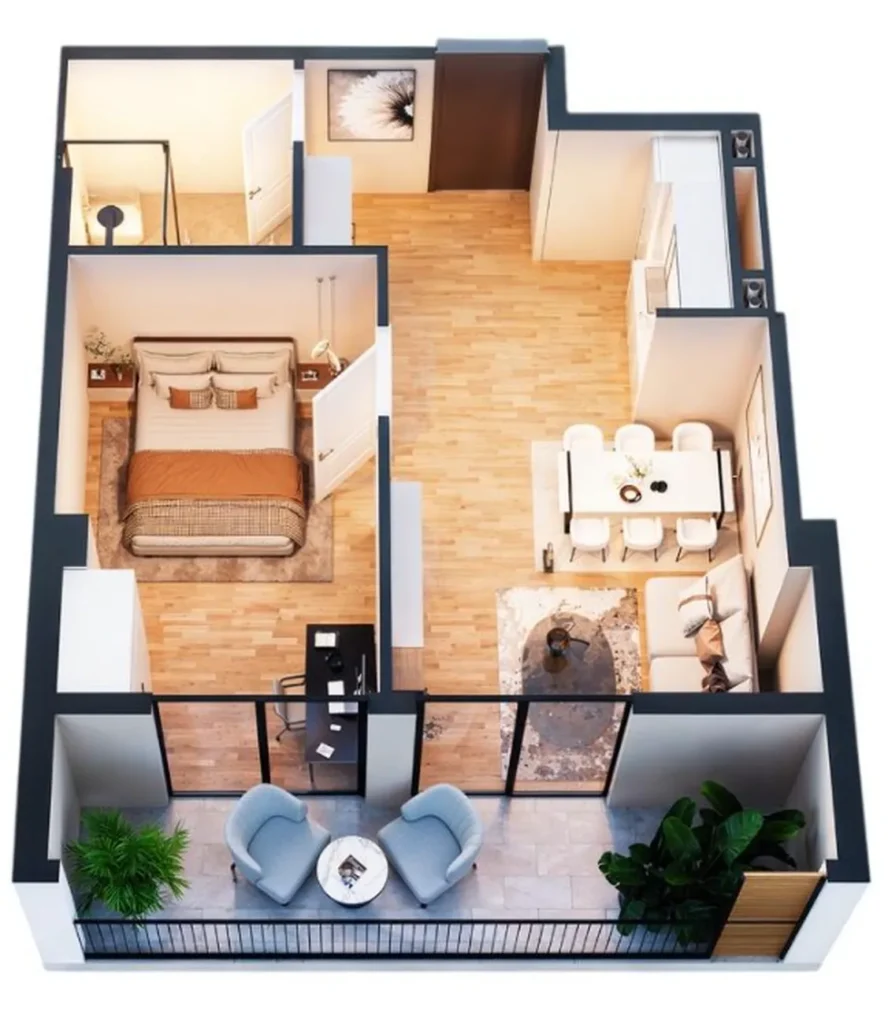 Практичная студия в Глдани 47.1 м² в
