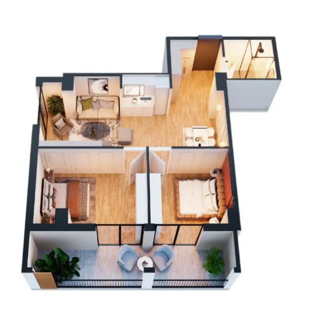 Комфортная двушка 68.5 м² в