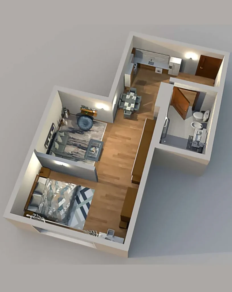 31,8 m²'lik geniş üç odalı daire,