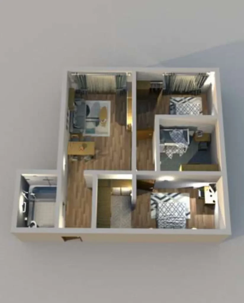 Isani’de 56,48 m²’lik kullanışlı iki odalı daire